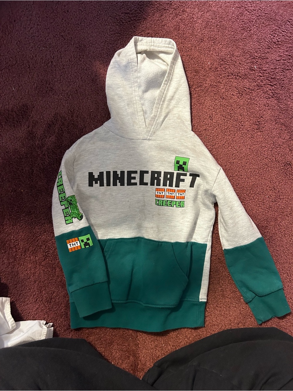 jumping beans Minecraft Hoodie - Gray & Teal with Green Accents